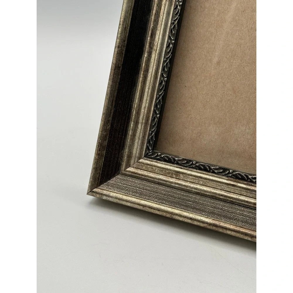Distressed Silver and Black Picture Frame Tabletop Decor